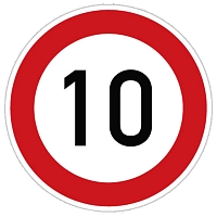 Označení nejvyšší povolené rychlosti – 10 km, samolepicí fólie, Ø 450 mm